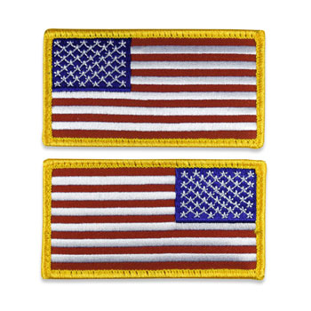 American Flag Embroidered Tactical Patch Gold Border w/ Velcro Brand Fastener