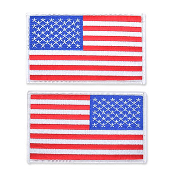 US Flag Patch - 3.5 x 2.125, White, Standard Shoulder Size